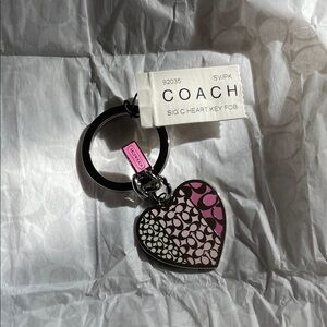 Coach Heart Key Fob - Pink and Black